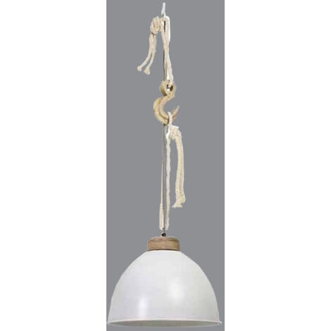 Suspension Navire Blanche Metal Et Bois Naturel