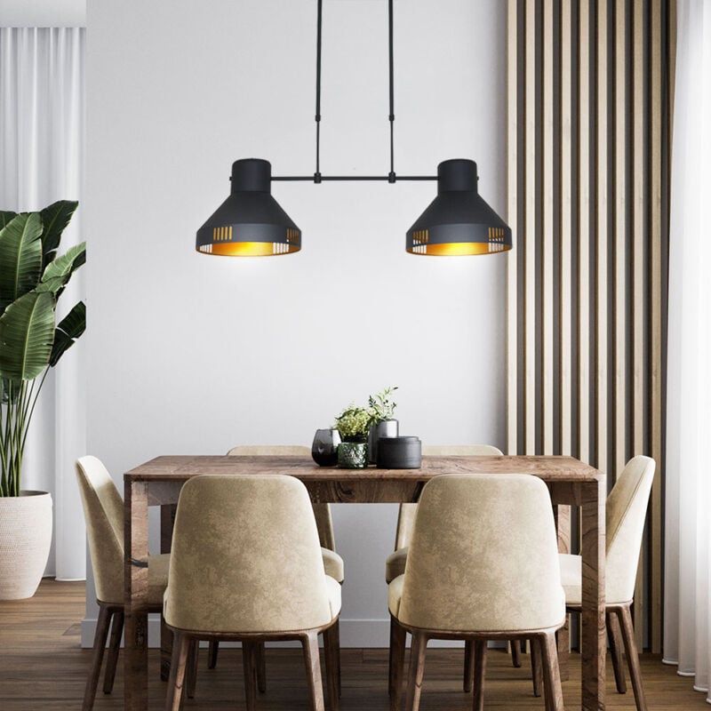 Lampe suspendue design plafonnier éclairage de salon lampe noir-or réglable en hauteur 2568ZW