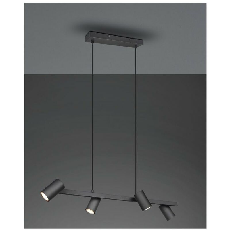 Suspension Noire 4 Spots GU10 Orientables Marley Trio Lighting