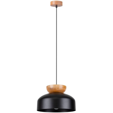 Suspension noire avec éléments en bois MARION 1xE27 15W SL.1351 Sollux Lighting
