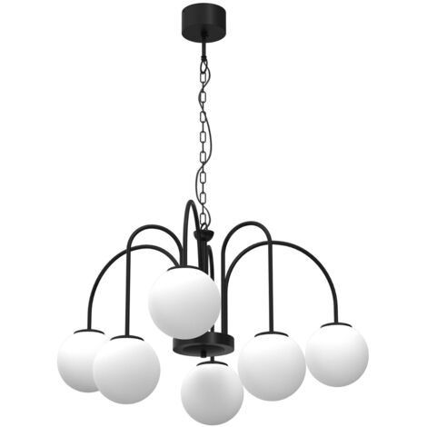 Suspension noire chaîne 6 globes E14 Cambridge Luminex