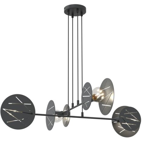Suspension noire design disques verticaux 4xE27 Emibig