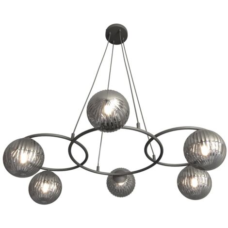 Suspension noire moderne boules graphite 6xE14 Emibig