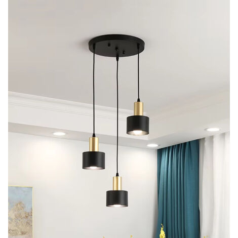 Suspension noire, suspension moderne réglable, suspension industrielle pour salon, ampoule E27 non incluse