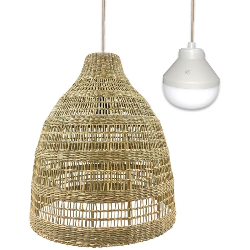 Suspension nomade freya long nomad Bois Herbe marine D49 cm