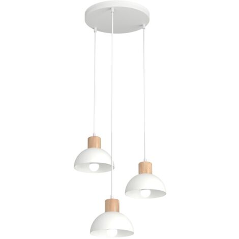 Suspension nordique blanche bois 3xE27 15W Seco Emibig