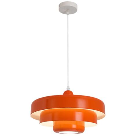 Suspension nordique en métal, luminaires suspendus modernes du milieu du siècle, design à 3 couches, plafonnier de lustre en métal vintage de 13,7 pouces for salon, couloir, luminaires (orange)(