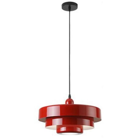 Suspension nordique en métal, luminaires suspendus modernes du milieu du siècle, design à 3 couches, plafonnier de lustre en métal vintage de 13,7 pouces for salon, couloir, luminaires (orange)(