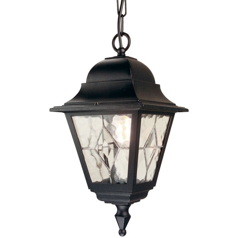 Elstead Norfolk - Lanterne à chaîne pour plafond extérieur à 1 ampoule noire IP43, E27