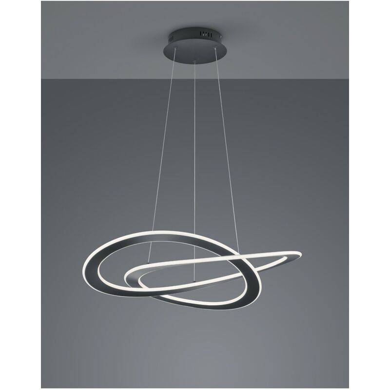 Trio Lighting - Suspension Moderne 2 Cercles Led Oakland Anthracite