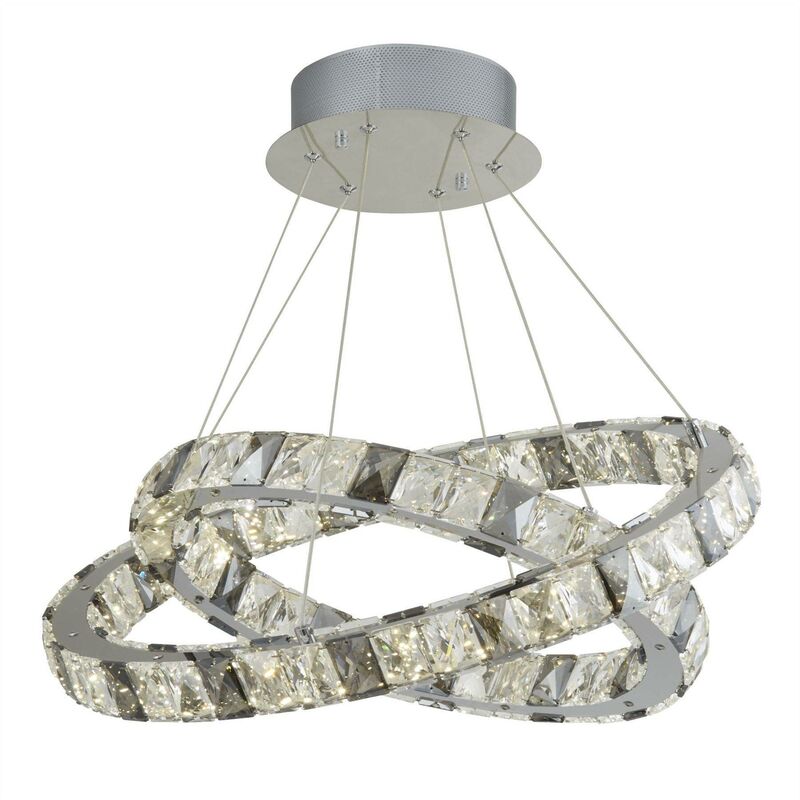 Optica - Integrated led Pendant Light Crystal Chrome, Smokey Crystal - Searchlight