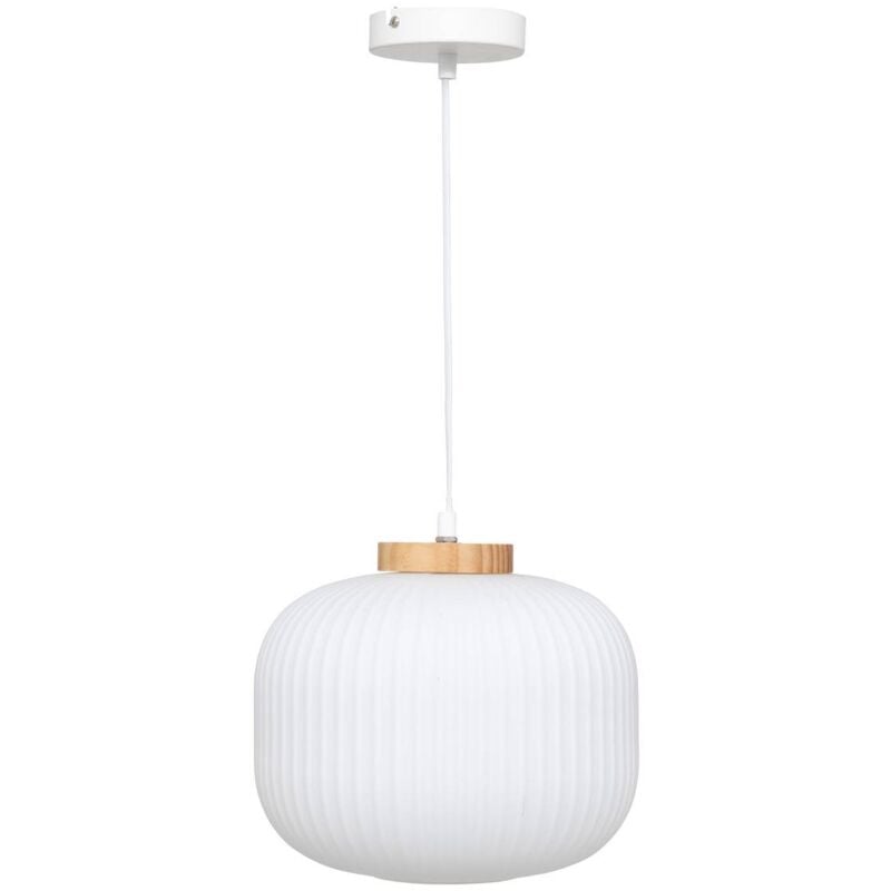 Suspension verre Travis blanc D25cm Atmosphera créateur d'intérieur