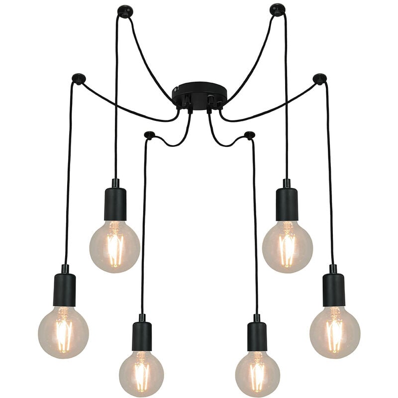 Suspension ou plafonnier design Lina 150cm réglable métal noir compatible led