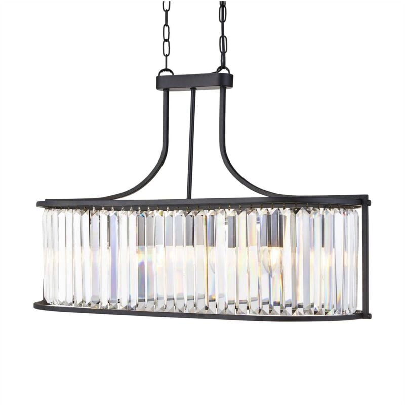 Searchlight - Victoria - Suspension à 5 ampoules noir mat, avec verre, E27