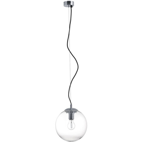Suspensión OXY E27 40W ⌀250mm Cristal transparente Cromo