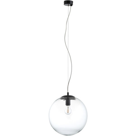 Suspensión OXY E27 40W ⌀250mm Cristal transparente Negro