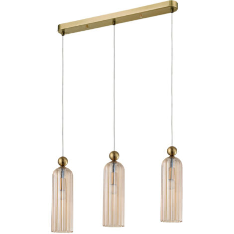 Suspension Piega 3 lumières E14 ambre doré LightPrest.