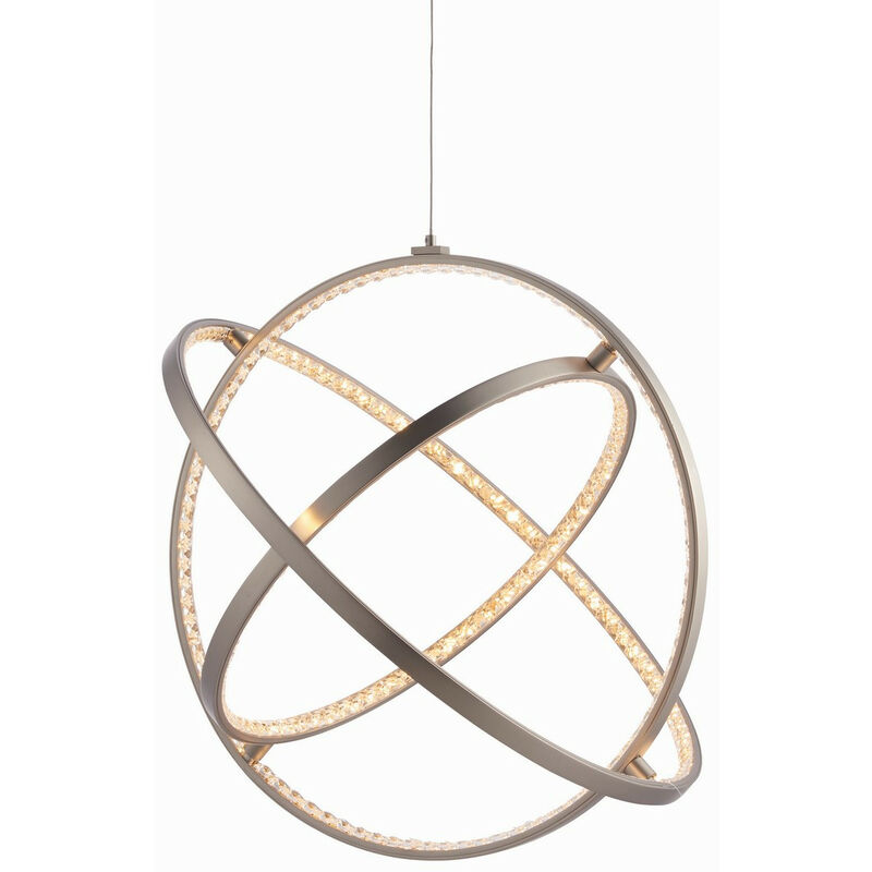 

Eternity - Colgante LED integrado Placa de níquel mate y cristal (K5) Detalle Regulable IP20 - Endon Lighting