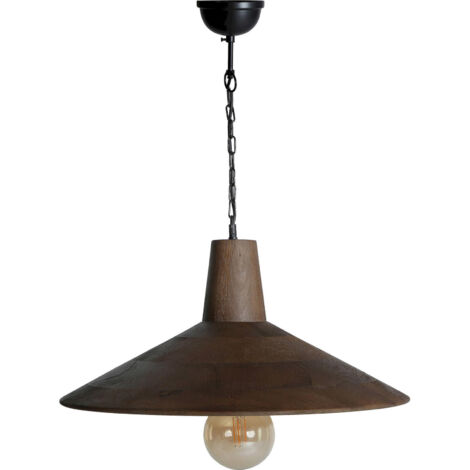 Suspension plafond ronde en bois de manguier style contemporain - Brun foncé bois de manguier