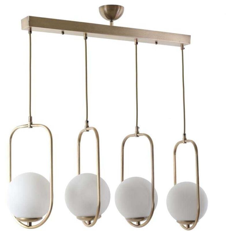 Cotecosy - Suspension rétro boule doré en métal Sarkit 4 abat-jour