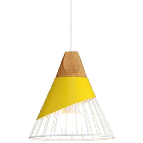 Suspension Plafonnier en Métal E27 - Lampe Suspendue Industrielle Vintage pour Salon, Cuisine, Bureau - Moderne et Pratique (Jaune)