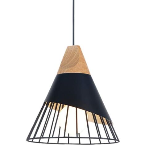 Suspension Plafonnier en Métal E27 - Lampe Suspendue Industrielle Vintage pour Salon, Cuisine, Bureau - Moderne et Pratique (Noir)