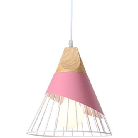 Suspension Plafonnier en Métal E27 - Lampe Suspendue Industrielle Vintage pour Salon, Cuisine, Bureau - Moderne et Pratique (Rose)