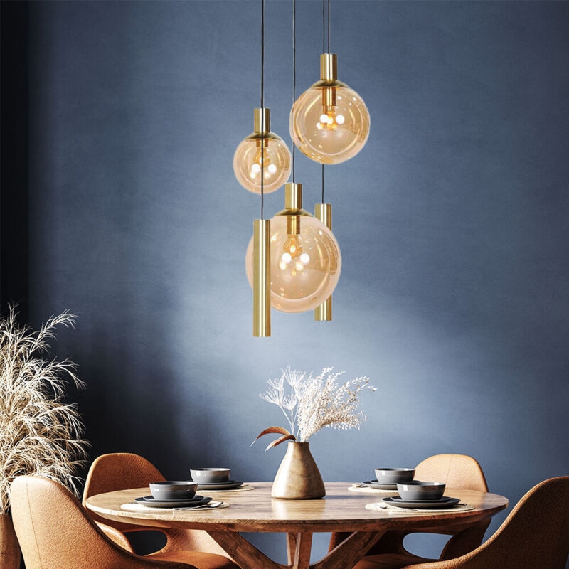 Steinhauer - suspension - Bollique led - ambre laiton - verre