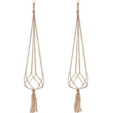Suspension Plante Macramé - Pot Suspendu Plante - Blanc - Jute Naturel - 105 cm et 88 cm de longueur