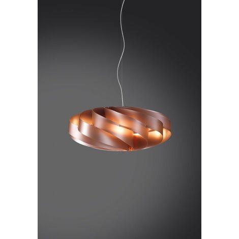 Suspension plate 3 lumières cuivre 70x70xh.34 cm
