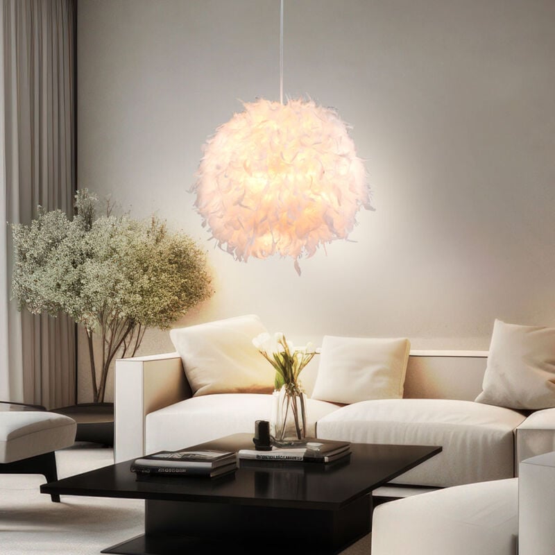 Suspension plumes plume blanche plafonnier suspension blanche suspension, métal, douilles E27, DxH 45x120 cm