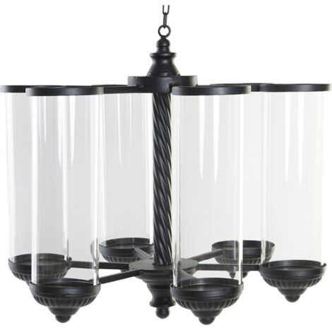 Suspension porte-bougie verre noir élégant - Noir ébène profond et élégant