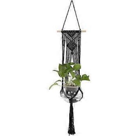 Suspension pour plantes d'intérieur et d'extérieur en macramé, cordelette faite main avec pompons, support pour pot de fleurs, cordon pour suspension, décoration murale