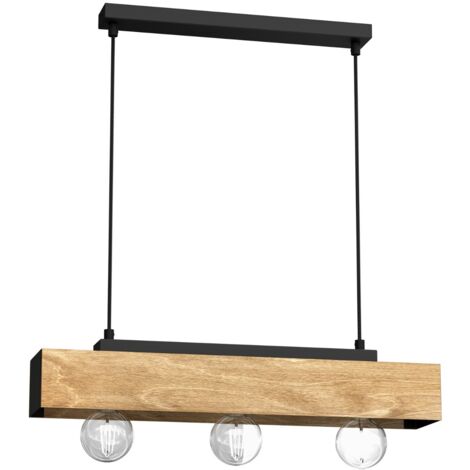 Suspension poutre bois clair 57 cm Miluza 3xE27 Luminex