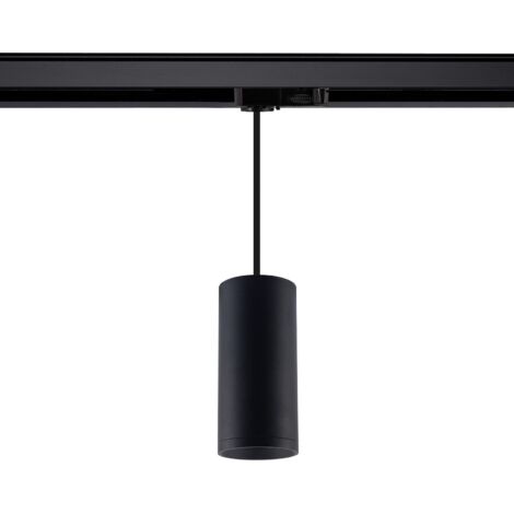 Suspension Quartz à Douille GU10 pour Rail Triphasé  Noir