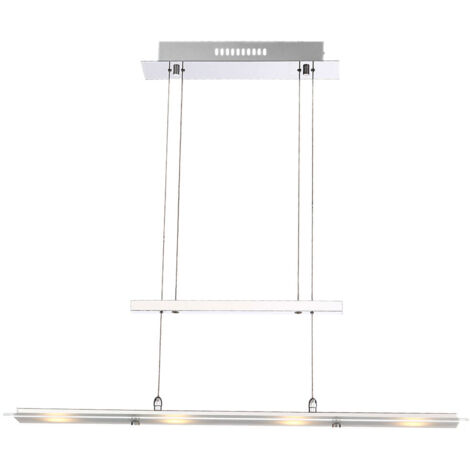 Suspension rabattable, plafonnier de salon, LED avec réglage en hauteur, chromé argenté, 4x LED 4x 5 watts 4x 400 lm, H 165 cm