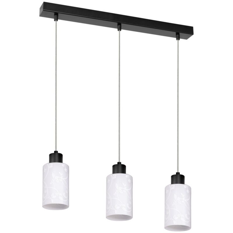 Epikasa - Suspension Raia, Métal, Verre, Noir, Blanc, 9,5x57x110 cm