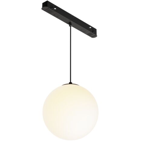 Suspension rail 1 phase boule verre noir LED 5W 3000K