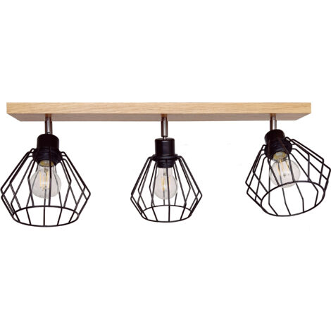 Suspension réglable DIANA en bois de chêne, style élégant, 3 diamants