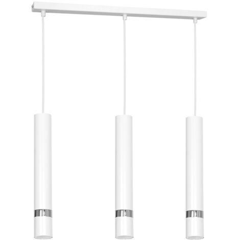 Suspension Reno 3 tubes blancs chromés barre 60cm GU10
