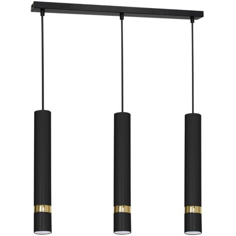 Suspension Reno Luminex 3xGU10 noir/or barre 60cm LED
