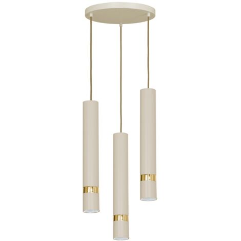 Suspension Reno métal crème/or, 3xGU10 Ø30 Luminex