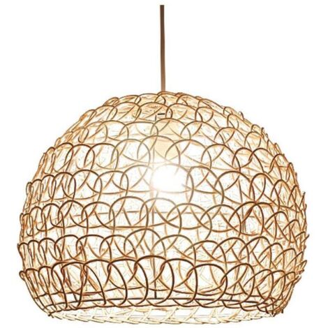 Suspension Rétro Bambou 25cm – Lustre en Rotin Tissé à la Main, Style Campagne pour Salon ou Chambre