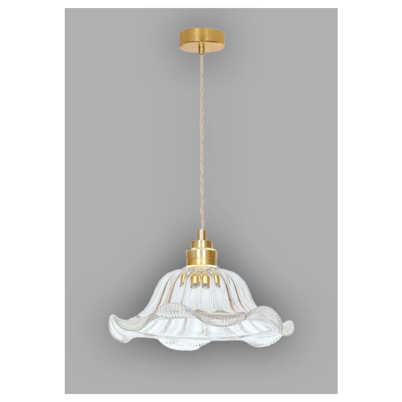 Millumine - Suspension rétro dorée et verre transparent Jeanne