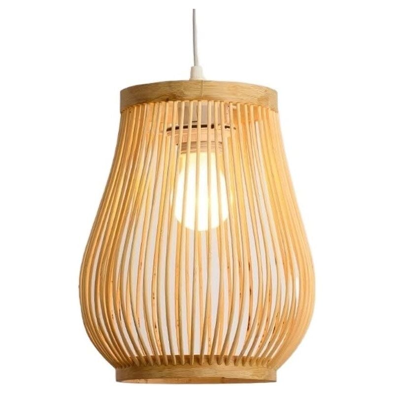 Galozzoit - Suspension, Rétro Gourde Couloir Lampe Tissé Lanterne Simple Lumière Plafonnier Pendentifs Luminaire Suspendu Éclairage avec Forme Rotin