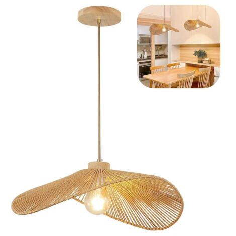 Suspension rétro LED, plafonnier en rotin fait main, éclairage décoratif, convient aux salons et aux chambres, lumière chaude, 220V.