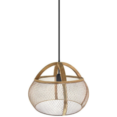 Suspension Ribeira Noir/cuir 1xe27 Regx43x43cm