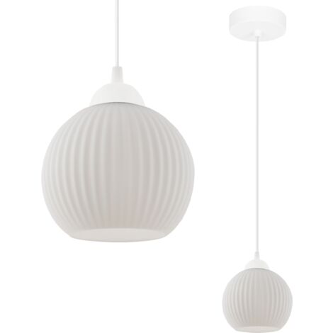 SUSPENSION RIFFLE BLANCHE 1 PLAQUE ABAT-JOUR BLANC BOULE E27