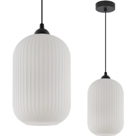 SUSPENSION RIFFLE NOIRE 1 PLAQUE ABAT-JOUR BLANC GRAND CYLINDRE E27