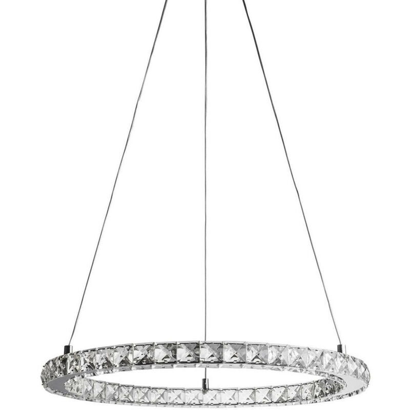 Les Tendances - Lampe suspension LED métal argenté à strass Onjor